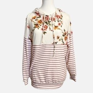 Haptics‎ Striped and Floral Lightweight Hoodie